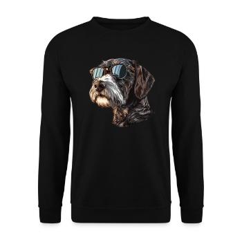 German Wirehaired, German Wirehaired Pointer, Dog - Unisex Sweatshirt - black - Front - Alina (178cm) & Michal (187cm)