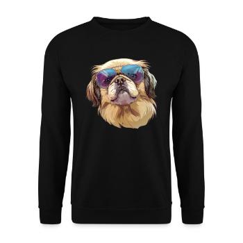 Pekingese, dog, sunglasses, summer, gift - Unisex Sweatshirt - black - Front - Alina (178cm) & Michal (187cm)