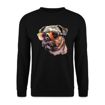Belgische Zwerggriffons, Brussles Griffon, Hund - Unisex Pullover - Schwarz - Vorne - Alina (178cm) & Michal (187cm)