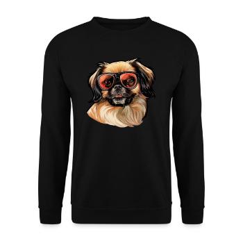Pekingese, dog, sunglasses, summer, gift - Unisex Sweatshirt - black - Front - Alina (178cm) & Michal (187cm)