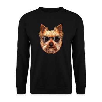 Norwich Terrier, Hund, Sonnenbrille, Sommer - Unisex Pullover - Schwarz - Vorne - Alina (178cm) & Michal (187cm)