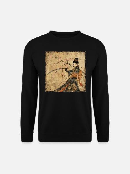 Japanisch, Samurai, Kirschblüte, Kunst, Ukiyo-E, s - Unisex Pullover - Schwarz