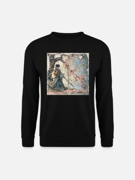 Japanese, Samurai, Cherry Blossom, Art, Ukiyo-E - Unisex Sweatshirt - black
