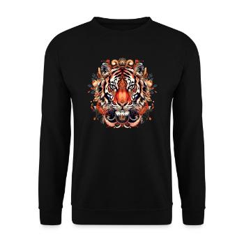 Tiger Multicolored Floral - Unisex Sweatshirt - black - Front - Alina (178cm) & Michal (187cm)