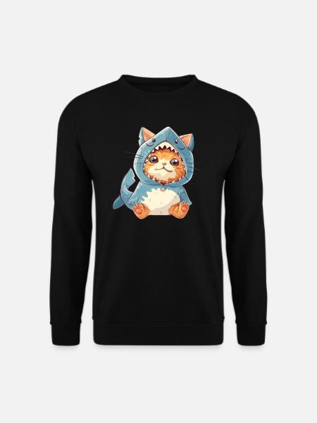 Süße Katze Hai Kostüm - Unisex Pullover - Schwarz