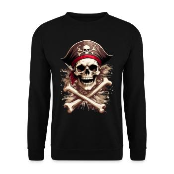 Pirat tête de mort Totenschädel Jolly Roger - Unisex Pullover - Schwarz - Vorne - Alina (178cm) & Michal (187cm)