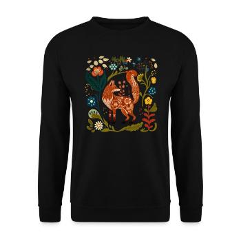 Fox Goblincore Ästhetik Skandinavische Folklore - Unisex Pullover - Schwarz - Vorne - Alina (178cm) & Michal (187cm)