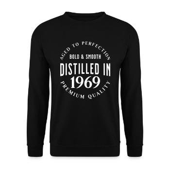 Distilled in 1969 Birthday Gift Idea - Unisex Sweatshirt - black - Front - Alina (178cm) & Michal (187cm)