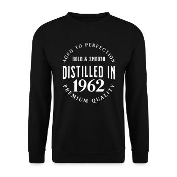 Distilled in 1962 Birthday Gift Idea - Unisex Sweatshirt - black - Front - Alina (178cm) & Michal (187cm)