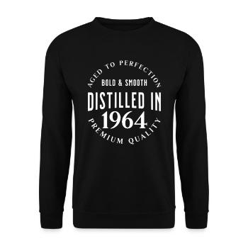 Distilled in 1964 Birthday Gift Idea - Unisex Sweatshirt - black - Front - Alina (178cm) & Michal (187cm)