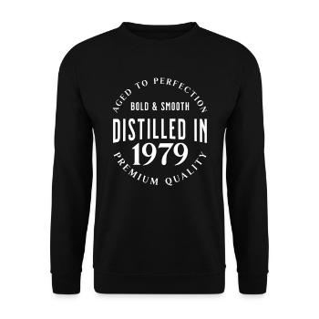 Distilled in 1979 Birthday Gift Idea - Unisex Sweatshirt - black - Front - Alina (178cm) & Michal (187cm)