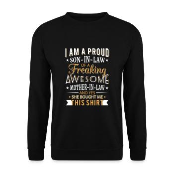 Proud son in law of a freaking awesome mother - Unisex Pullover - Schwarz - Vorne - Alina (178cm) & Michal (187cm)