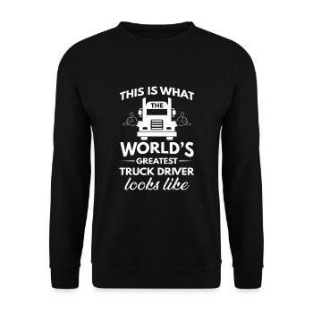 This is what the greatest truck driver looks like - Unisex Sweatshirt - black - Front - Alina (178cm) & Michal (187cm)