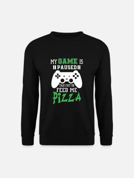 My game is paused feed me pizza - Sweat-shirt Unisexe - noir