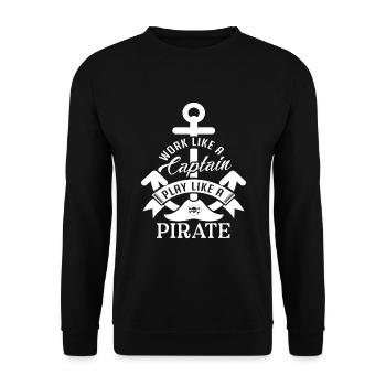 Work like a Captain play like a Pirate - Unisex Pullover - Schwarz - Vorne - Alina (178cm) & Michal (187cm)