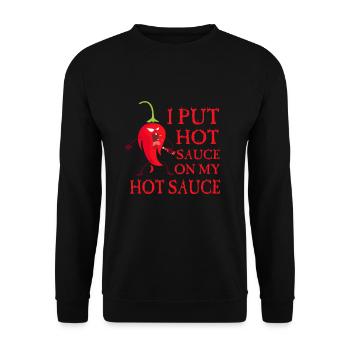I put hot sauce on my Hot Sauce - Unisex Pullover - Schwarz - Vorne - Alina (178cm) & Michal (187cm)