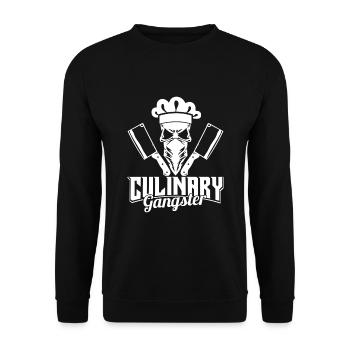 Culinary Gangster - butcher & skull cook - Unisex Pullover - Schwarz - Vorne - Alina (178cm) & Michal (187cm)