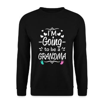 I'm going to be Grandma - baby birth announcement - Unisex Pullover - Schwarz - Vorne - Alina (178cm) & Michal (187cm)