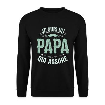 Father's Day T-shirt - a Dad who insures - Unisex Sweatshirt - black - Front - Alina (178cm) & Michal (187cm)