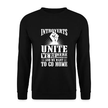 Introverts unite we're here uncomfortable - Unisex Pullover - Schwarz - Vorne - Alina (178cm) & Michal (187cm)
