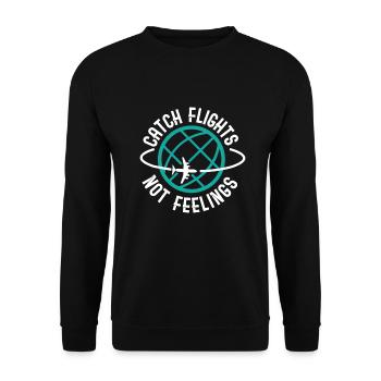 Catch Flights not Feelings - travelling journey - Unisex Pullover - Schwarz - Vorne - Alina (178cm) & Michal (187cm)