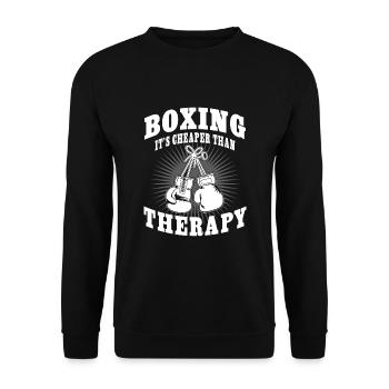 Boxing it's cheaper than Therapy - Unisex Sweatshirt - black - Front - Alina (178cm) & Michal (187cm)