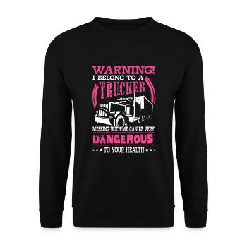 Warning I belong to a trucker - road rage - Unisex Sweatshirt - black - Front - Alina (178cm) & Michal (187cm)