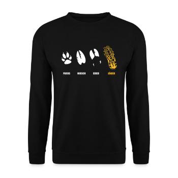 Renard, cerf, sanglier, chasseur, pas, piste - Sweat-shirt Unisexe - noir - Devant - Alina (178cm) & Michal (187cm)