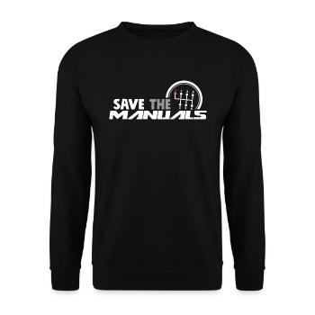 Save The Manuals - Funny Three Pedals Car Guy - Unisex Sweatshirt - black - Front - Alina (178cm) & Michal (187cm)
