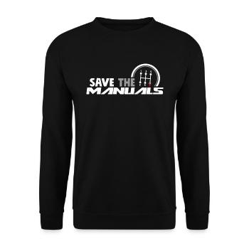 Save The Manuals 5 - Funny Three Pedals Car Guy - Unisex Pullover - Schwarz - Vorne - Alina (178cm) & Michal (187cm)