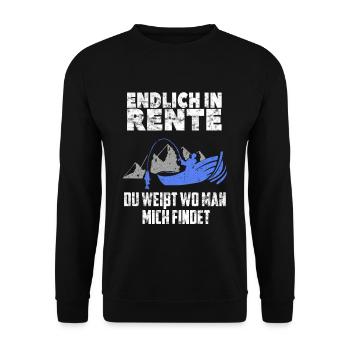 Rente Angler lustiger Spruch Ruhestand Angeln Boot - Unisex Pullover - Schwarz - Vorne - Alina (178cm) & Michal (187cm)