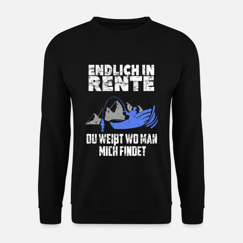 Rente Angler lustiger Spruch Ruhestand Angeln Boot - Unisex Pullover - Schwarz