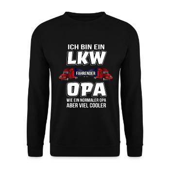 LKW Opa Lastkraftwagen Fernfahrer LKW-Fahrer - Unisex Pullover - Schwarz - Vorne - Alina (178cm) & Michal (187cm)