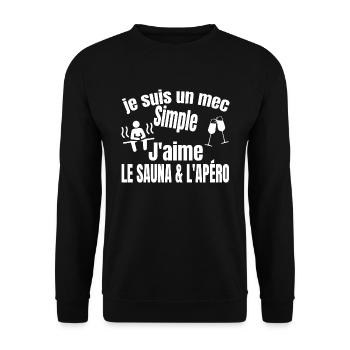 sauna et apéro - Sweat-shirt Unisexe - noir - Devant - Alina (178cm) & Michal (187cm)