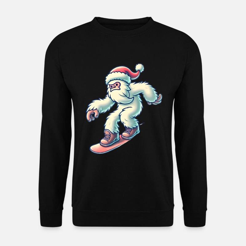 Snowboarding Yeti in Santa Hat - Unisex Sweatshirt - black