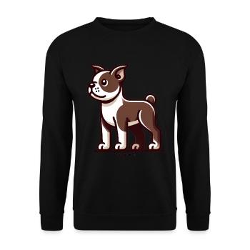 Cartoon Boston Terrier Graphic - Unisex Sweatshirt - black - Front - Alina (178cm) & Michal (187cm)