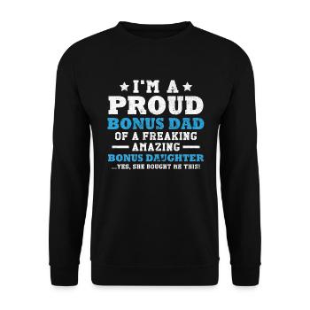 In a proud bonus dad dad gift - Unisex Sweatshirt - black - Front - Alina (178cm) & Michal (187cm)