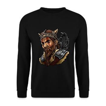 Viking | Warrior Raven Odin Valhalla Valknut - Unisex Sweatshirt - black - Front - Alina (178cm) & Michal (187cm)
