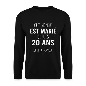 Cadeau mariage 20 ans rigolo humour drôle - Sweat-shirt Unisexe - noir - Devant - Alina (178cm) & Michal (187cm)