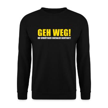 sozialer Kontakt Corona abstand gemein Spruch Fun - Unisex Pullover - Schwarz - Vorne - Alina (178cm) & Michal (187cm)