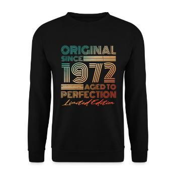 1972 Jahrgang Original Vintage Geburtstag - Unisex Pullover - Schwarz - Vorne - Alina (178cm) & Michal (187cm)