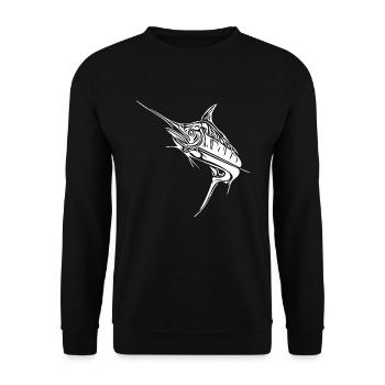 Eleganter Schwertfisch räuberisch Knochenfisch - Unisex Pullover - Schwarz - Vorne - Alina (178cm) & Michal (187cm)