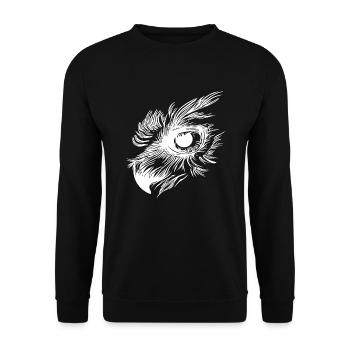 Eule Schnabel - Kauz Auge - Unisex Pullover - Schwarz - Vorne - Alina (178cm) & Michal (187cm)