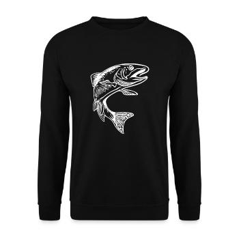 Truite vintage Omble élégant dans le saut - Sweat-shirt Unisexe - noir - Devant - Alina (178cm) & Michal (187cm)