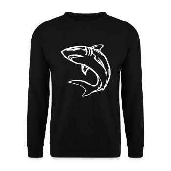 Eleganter Hochseehai - Unisex Pullover - Schwarz - Vorne - Alina (178cm) & Michal (187cm)