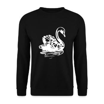 Eleganter Vintage Schwan auf dem Wasser - Unisex Pullover - Schwarz - Vorne - Alina (178cm) & Michal (187cm)