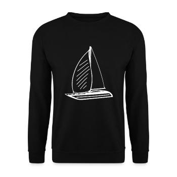 Sportliches Segelboot mit Segeln - Unisex Pullover - Schwarz - Vorne - Alina (178cm) & Michal (187cm)