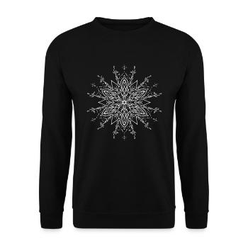 Mandala Blume Muster Linien Abstrakt Form - Unisex Pullover - Schwarz - Vorne - Alina (178cm) & Michal (187cm)