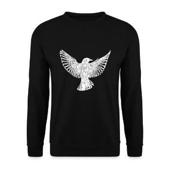 Vogel im Flug mit offenen Schwingen - Unisex Pullover - Schwarz - Vorne - Alina (178cm) & Michal (187cm)