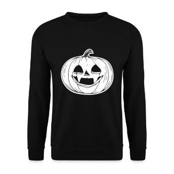 Pumpkin Face - Creepy Pumpkin Grimace - Unisex Sweatshirt - black - Front - Alina (178cm) & Michal (187cm)